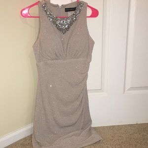 Gorgeous silver sparkling evening dress